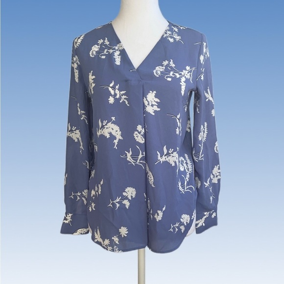 Ann Taylor Tops - Ann Taylor light blue Floral Blouse size XSP